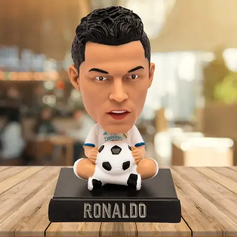 Christiano Ronaldo White and Black Bobblehead cum Mobile Holder